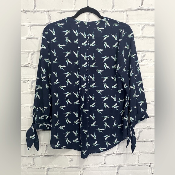 Womans 41 Hawthorn Melissa blue chiffon bird print blouse - Picture 2 of 6